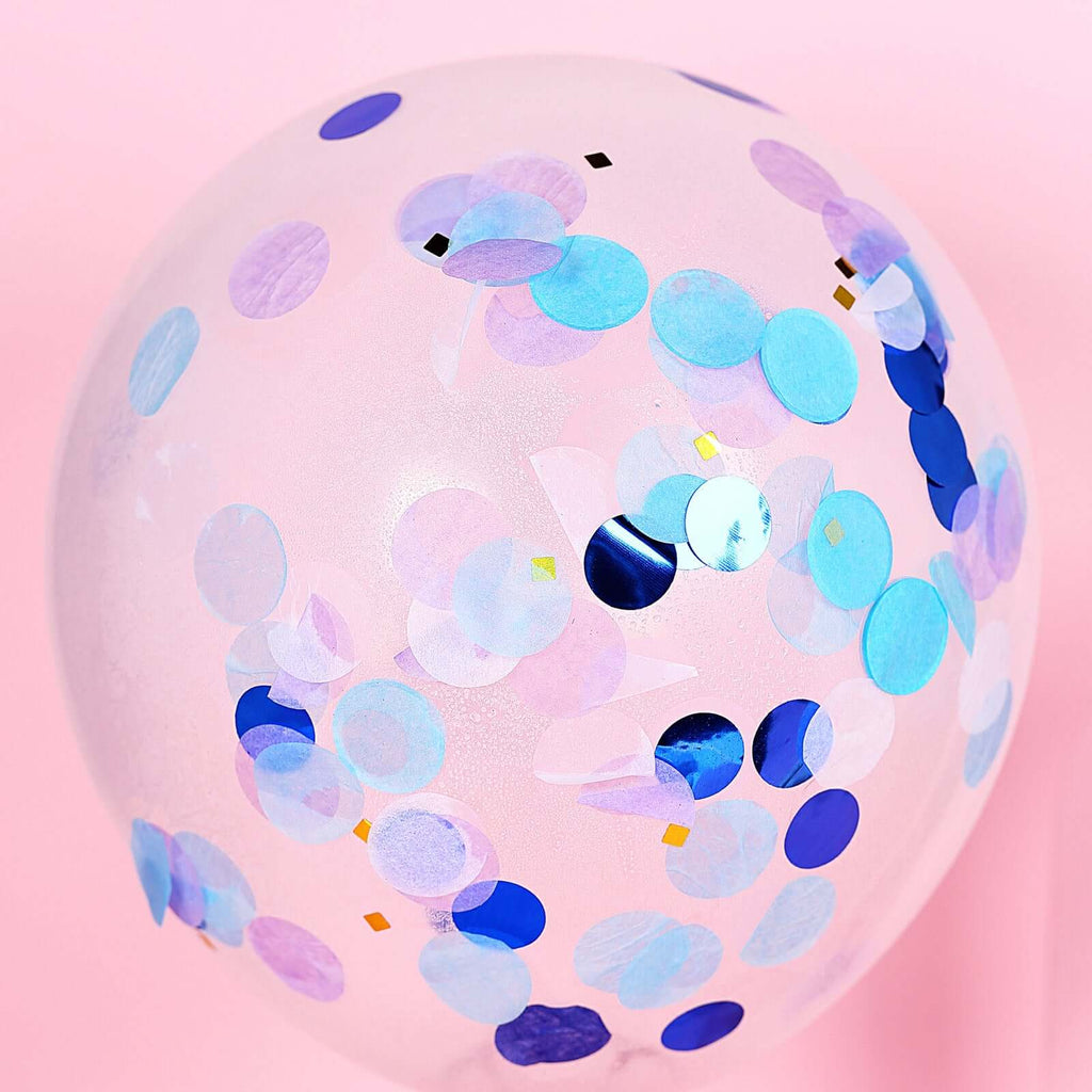 18G Bag Tissue Paper and Foil Table Confetti Mix, Purple Theme Festive Balloon Decor Blue, Gold, Royal Blue, White