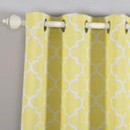 2 Pack White Yellow Lattice Room Darkening Blackout Curtain Panels With Grommet, Trellis Insulated Curtains 52"x96" - Clearance SALE