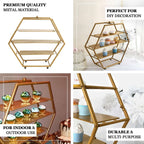 3-Tier Metal Hexagon Cupcake Stand Matte Gold - Stylish Geometric Dessert Holder Appetizer Display for Modern Weddings Dessert Buffets & Celebrations 21"