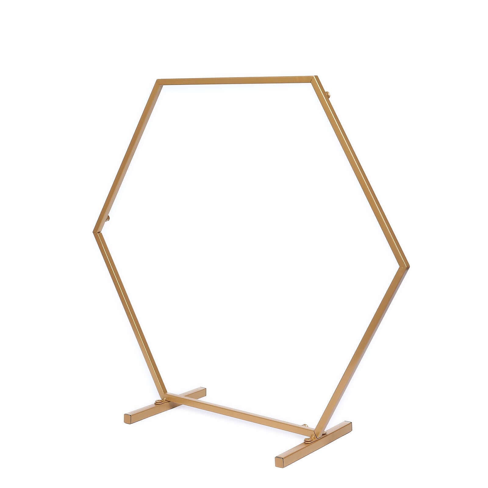Hexagon Wedding Arch Table Centerpiece Metal Gold - Self - Standing Geometric Flower Balloon Stand 21" - Bell Racket Store