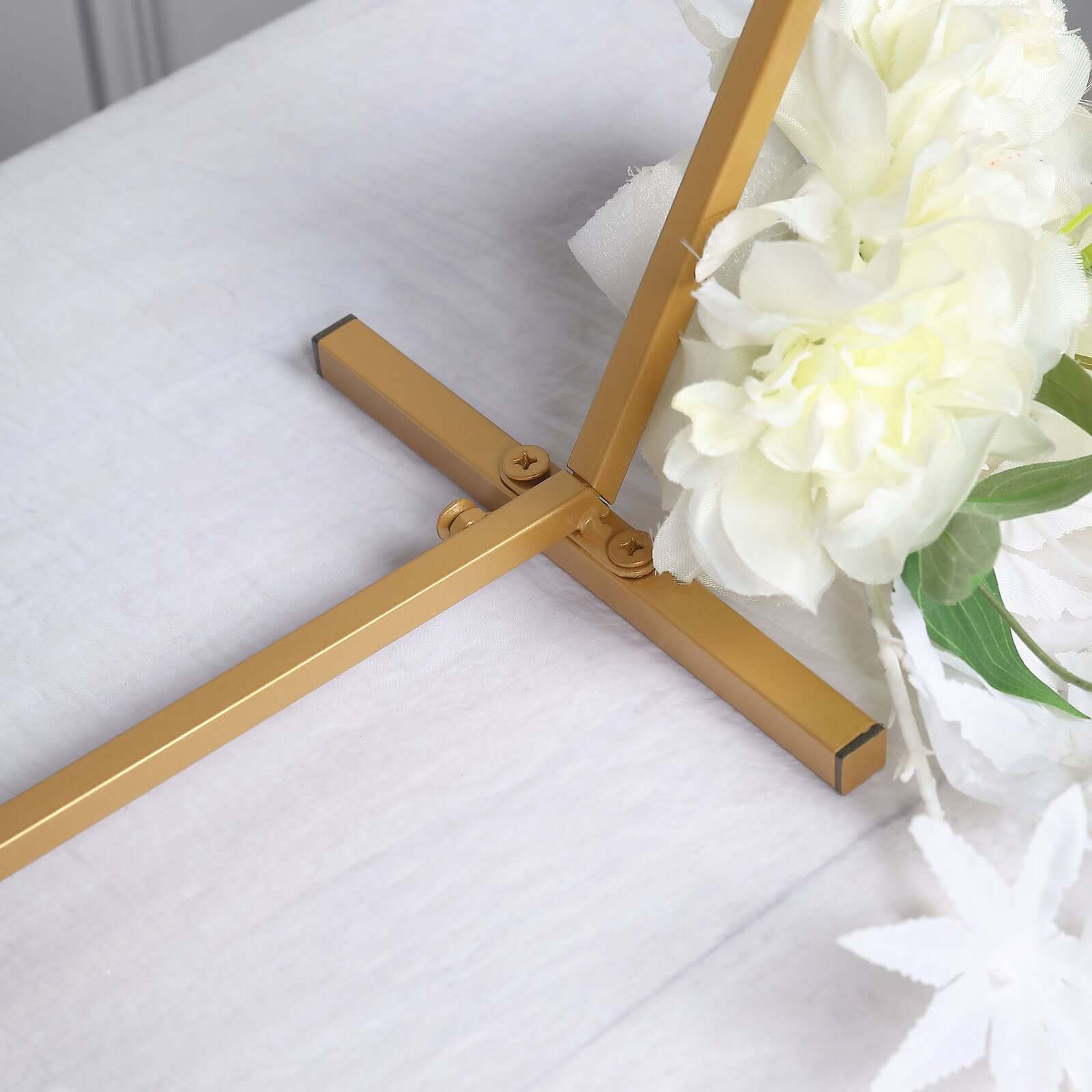 Hexagon Wedding Arch Table Centerpiece Metal Gold - Self - Standing Geometric Flower Balloon Stand 21" - Bell Racket Store