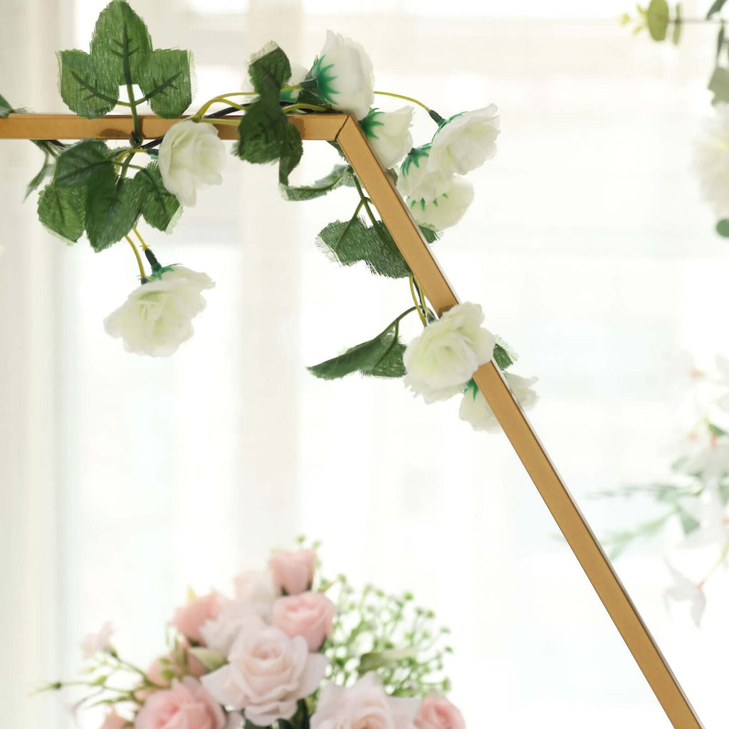 Hexagon Wedding Arch Table Centerpiece Metal Gold - Self - Standing Geometric Flower Balloon Stand 21" - Bell Racket Store