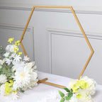 Hexagon Wedding Arch Table Centerpiece Metal Gold - Self - Standing Geometric Flower Balloon Stand 21" - Bell Racket Store