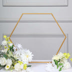Hexagon Wedding Arch Table Centerpiece Metal Gold - Self - Standing Geometric Flower Balloon Stand 21" - Bell Racket Store