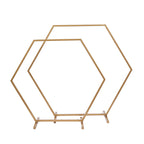 Hexagon Wedding Arch Table Centerpiece Metal Gold - Self - Standing Geometric Flower Balloon Stand 24" - Bell Racket Store