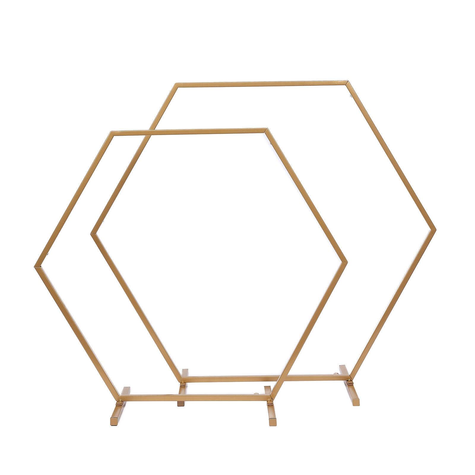 Hexagon Wedding Arch Table Centerpiece Metal Gold - Self - Standing Geometric Flower Balloon Stand 24" - Bell Racket Store