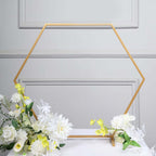 Hexagon Wedding Arch Table Centerpiece Metal Gold - Self - Standing Geometric Flower Balloon Stand 24" - Bell Racket Store