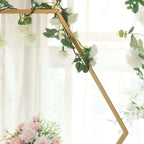 Hexagon Wedding Arch Table Centerpiece Metal Gold - Self - Standing Geometric Flower Balloon Stand 24" - Bell Racket Store