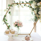 Hexagon Wedding Arch Table Centerpiece Metal Gold - Self - Standing Geometric Flower Balloon Stand 24" - Bell Racket Store