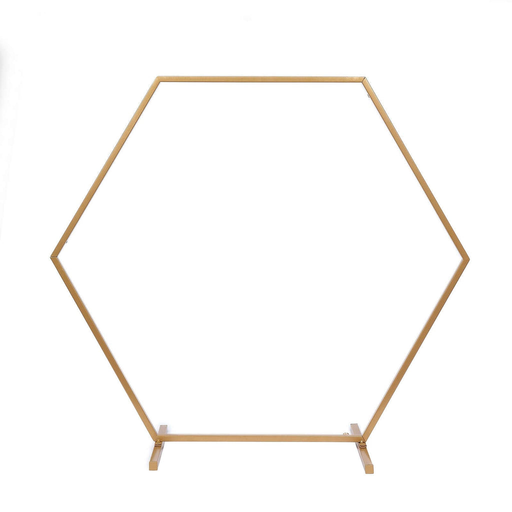 Hexagon Wedding Arch Table Centerpiece Metal Gold - Self - Standing Geometric Flower Balloon Stand 24" - Bell Racket Store