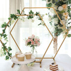 Hexagon Wedding Arch Table Centerpiece Metal Gold - Self - Standing Geometric Flower Balloon Stand 24" - Bell Racket Store