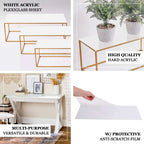 Set of 4 Acrylic Plexiglass Sheets Rectangular Side Plates White - Protective Film Coating