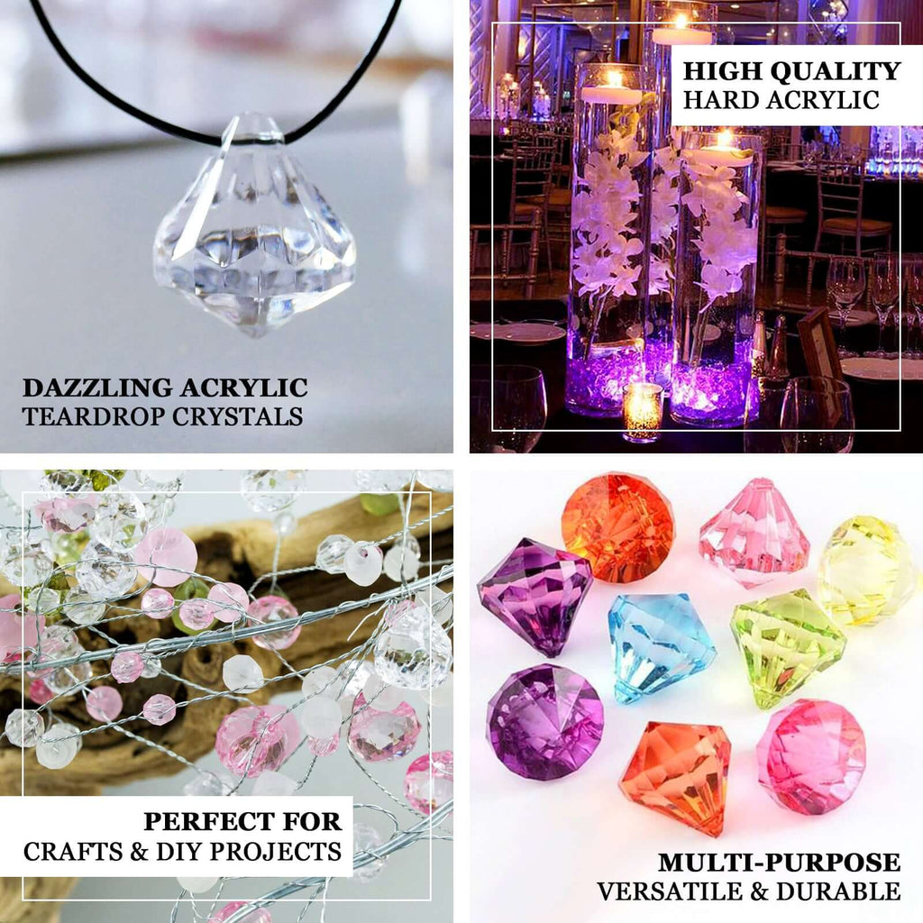 240 PCS Acrylic Teardrop Crystals Black - Lightweight Chandelier Raindrop Crystals for Crafting Hanging Decorations & Classy Displays 20MM