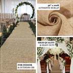 36"x100ft All Natural Jute Burlap Aisle Runner