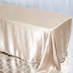 Satin Rectangular 90"x132" Tablecloth Beige - Seamless Table Cover