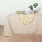 Faux Linen 90"x156" Rectangular Tablecloth Beige - Slubby Texture Wrinkle-Resistant Seamless Table Cover