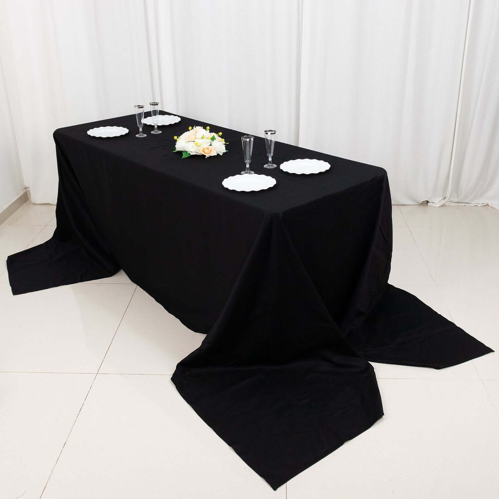100% Cotton 90"x156" Rectangle Tablecloth Black Linen - Seamless, Soft & Breathable Table Cover
