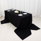100% Cotton 90"x156" Rectangle Tablecloth Black Linen - Seamless, Soft & Breathable Table Cover