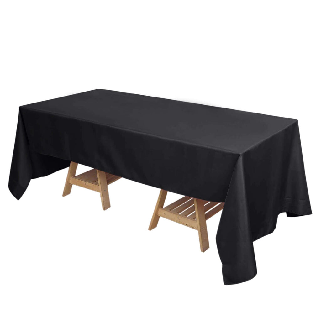 Premium Polyester 72"x120" Rectangle Tablecloth Black - 220GSM Stain-Resistant Table Cover