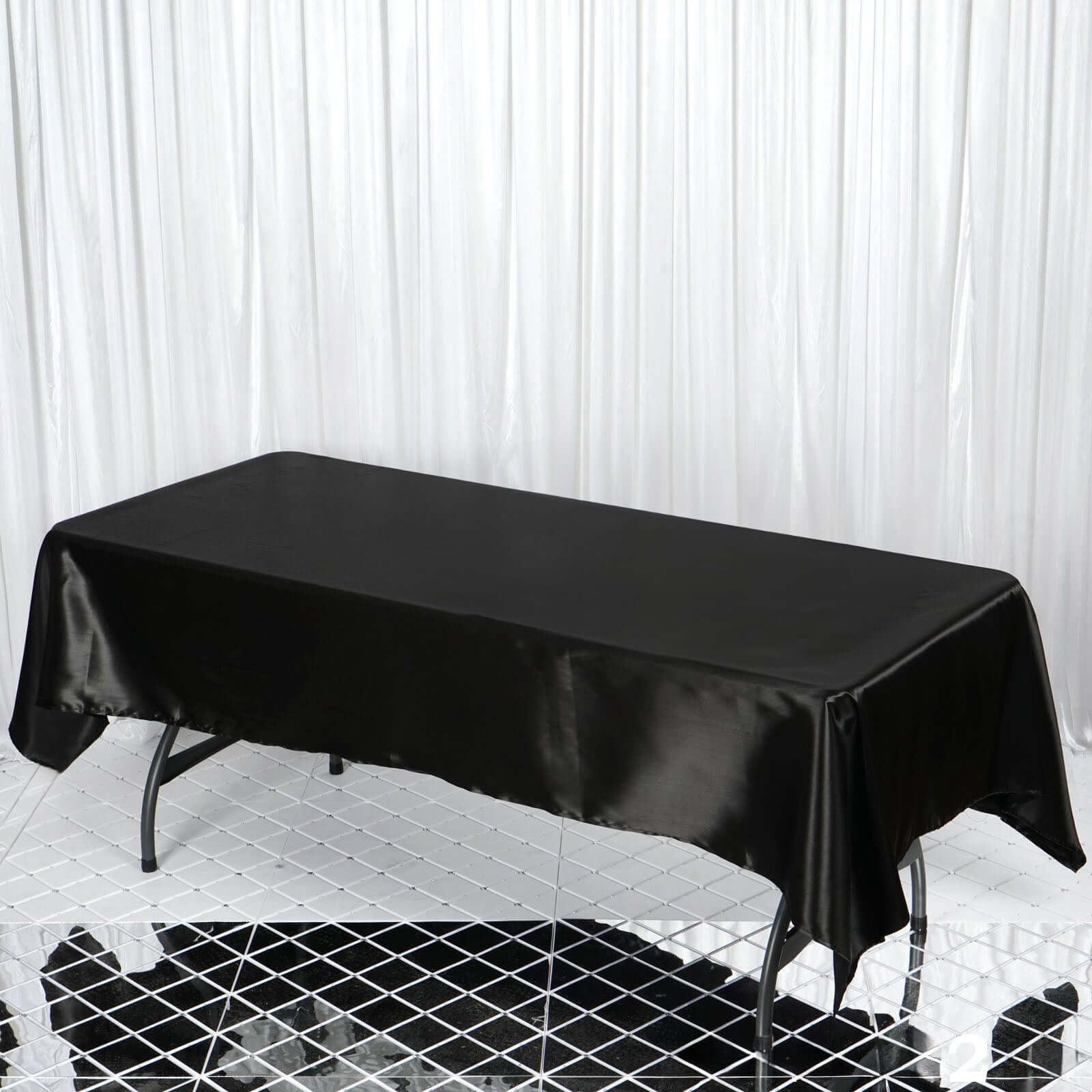 Satin Rectangular 60"x102" Tablecloth Black - Smooth and Lustrous Table Cover