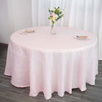 Taffeta 120" Round Tablecloth Blush - Seamless Accordion Crinkle Table Cover