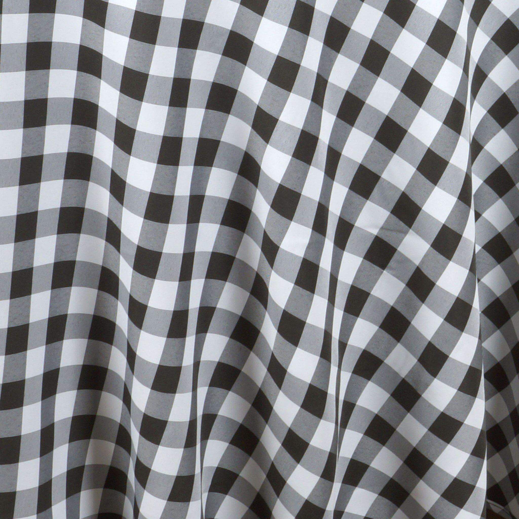 Polyester 120" Round Tablecloth White/Black Seamless - Checkered Buffalo Plaid Design for Stylish Celebrations