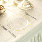 10-Pack Plastic Dinner Plates Clear with TrÃ¨s Chic Gold Rim - Perfect Disposable Party Plates 10"