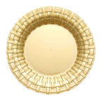 10-Pack Plastic Dinner Plates Gold Basketweave Rim - Durable Disposable Dinner Plates 10"