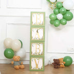 4 Pack Green Foliage Leaves Boho Design DIY Prop Balloon Boxes, Gender Neutral Baby Shower Party Decorations