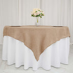 Faux Burlap Jute 54"x54" Table Overlay Square Tablecloth Natural - Rustic Event Table Linen