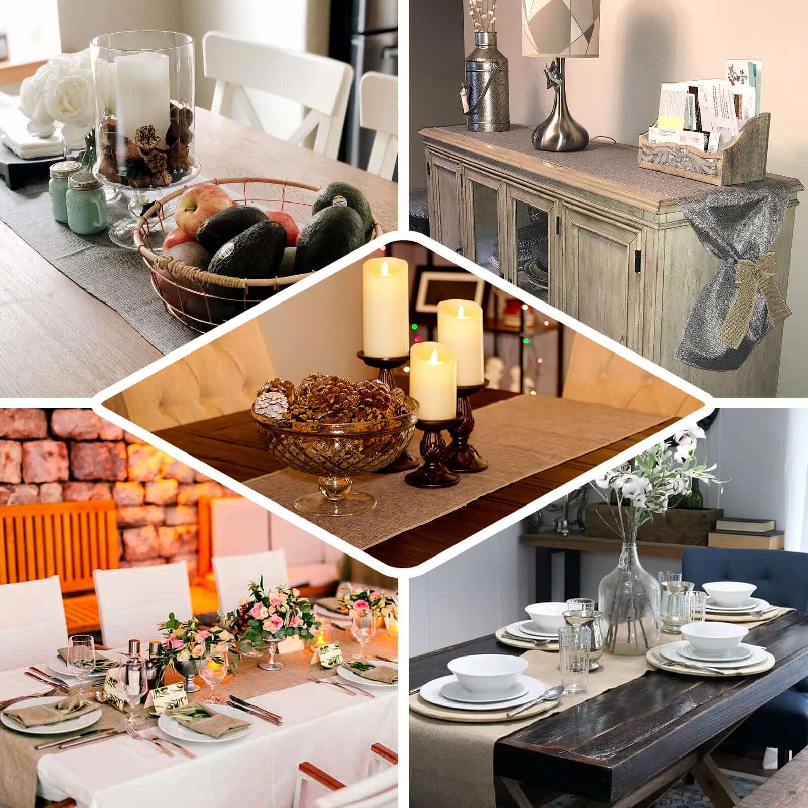 Faux Linen 12"x108" Table Runner Ivory - Slubby Textured & Wrinkle Resistant Table Decor