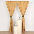 2 Pack Gold Polyester Event Curtain Drapes, 10ftx8ft Backdrop Event Panels With Rod Pockets 130 GSM