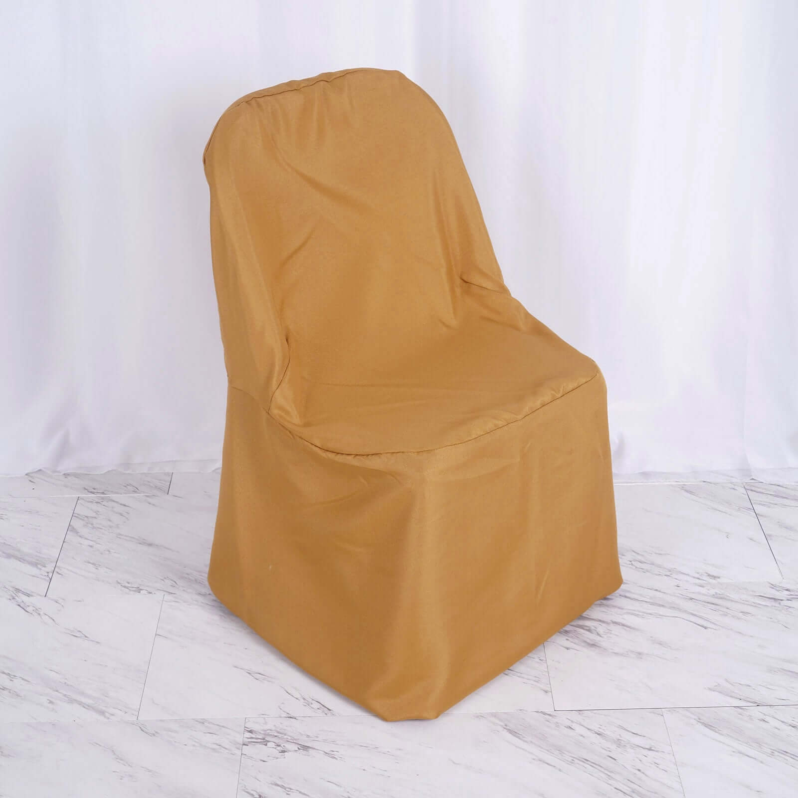 Polyester Slip On Folding Chair Covers Gold - Stain-Resistant Reusable Durable Fabric