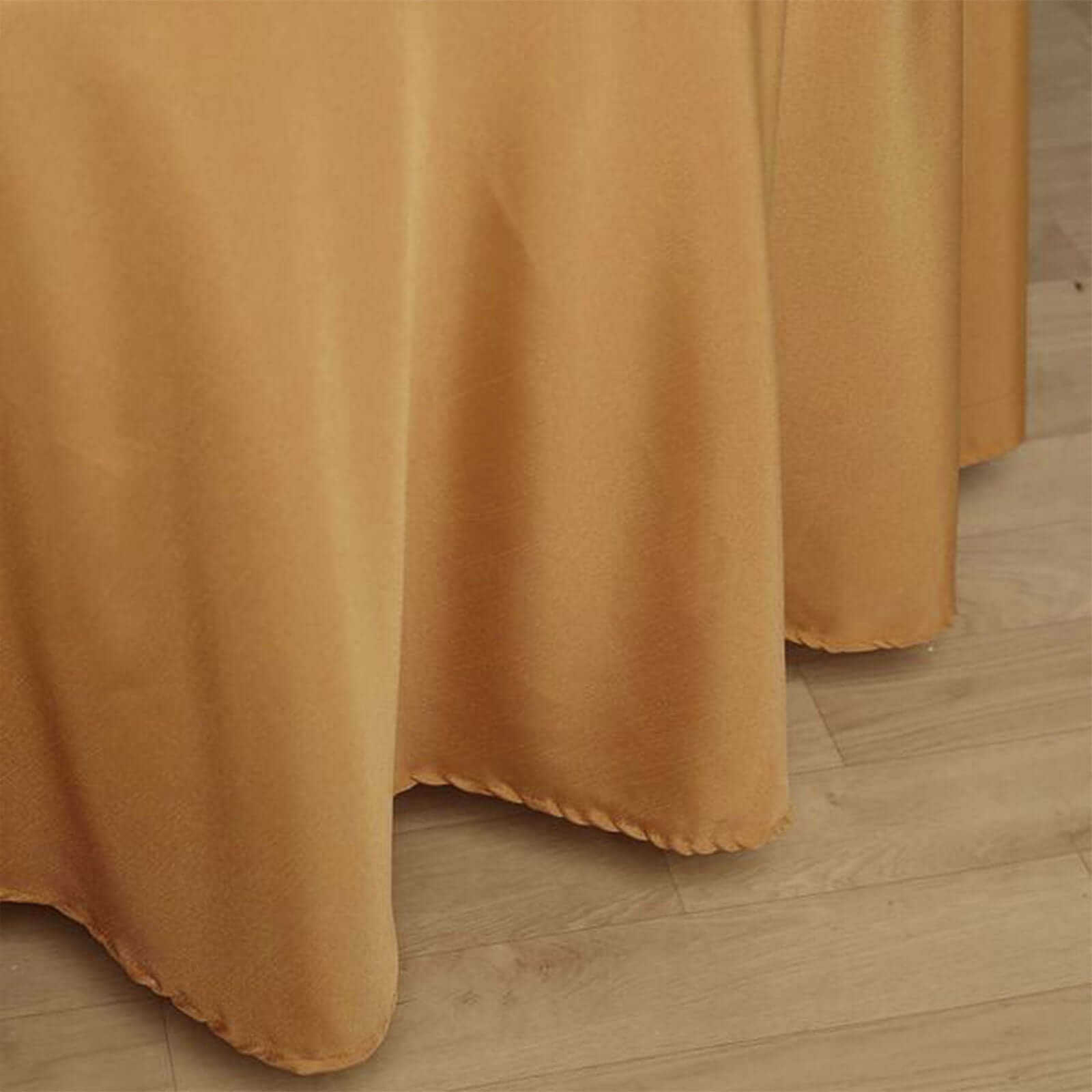 Polyester 120" Round Tablecloth Gold - Seamless Wrinkle-Resistant Design for Weddings