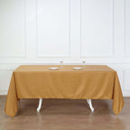 Polyester 72"x120" Rectangle Tablecloth Gold - Durable and Stylish for Events