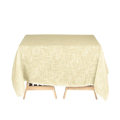 Linen 72"x72" Table Overlay Square Tablecloth Ivory - Slubby Textured Wrinkle-Resistant Design for Stylish Occasions