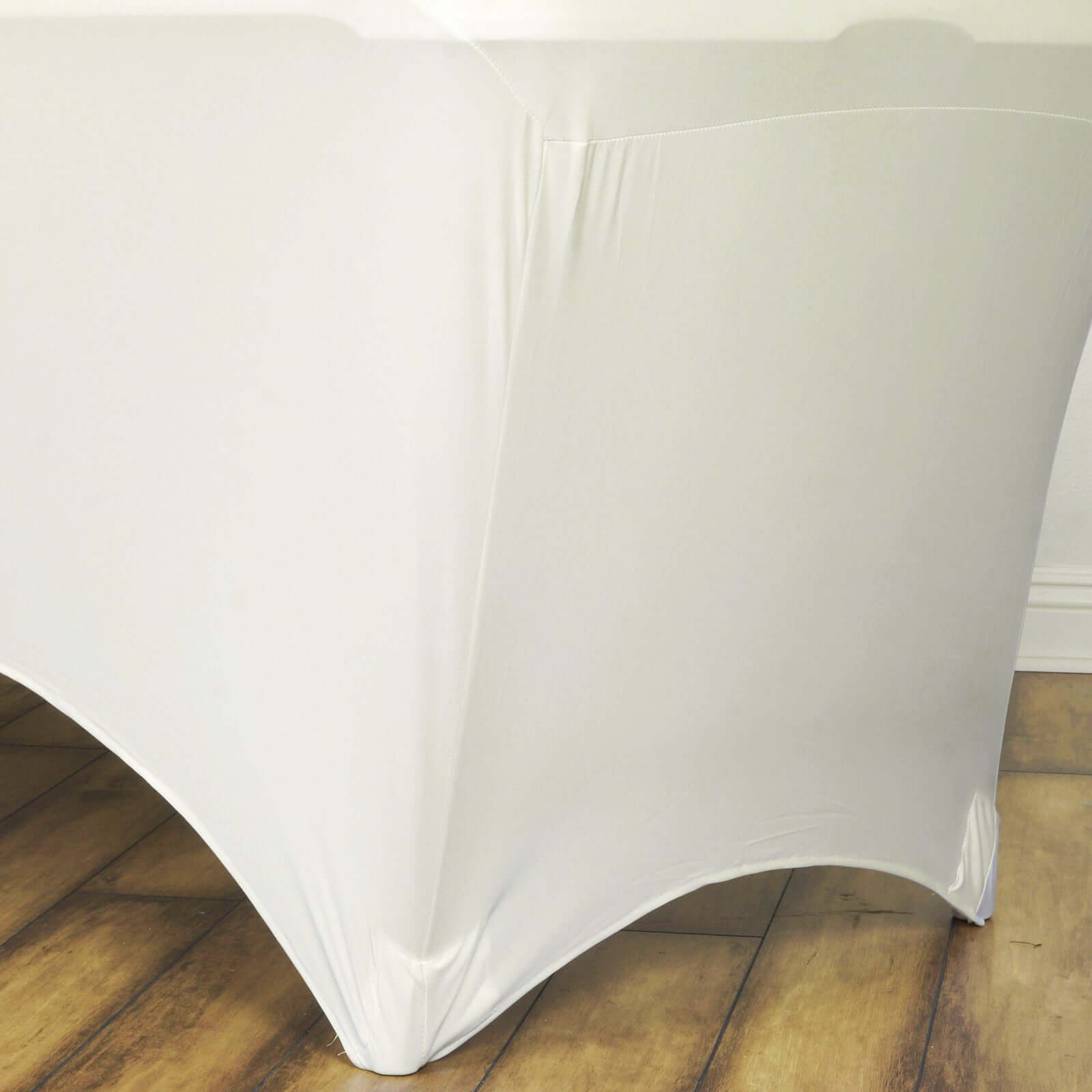 Stretch Spandex 6ft Rectangle Tablecloth Ivory - Durable Form-Fitting Table Cover