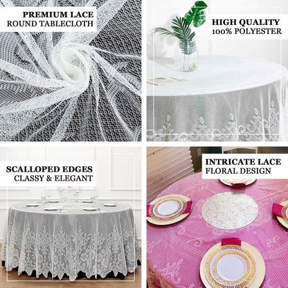 Lace 120" Round Tablecloth White - Seamless Premium Design for Upscale Celebrations