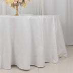 100% Cotton 120" Round Tablecloth White Linen - Seamless, Soft & Breathable Table Cover