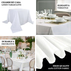 100% Cotton 90"x90" Table Overlay Square Tablecloth White Linen - Sophisticated, Soft & Breathable Fabric Table Cover