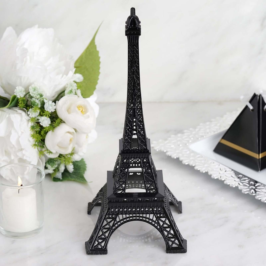 Eiffel Tower Table Centerpiece Metal Black - Stylish Decorative Cake Topper for Parties & Gatherings 10"