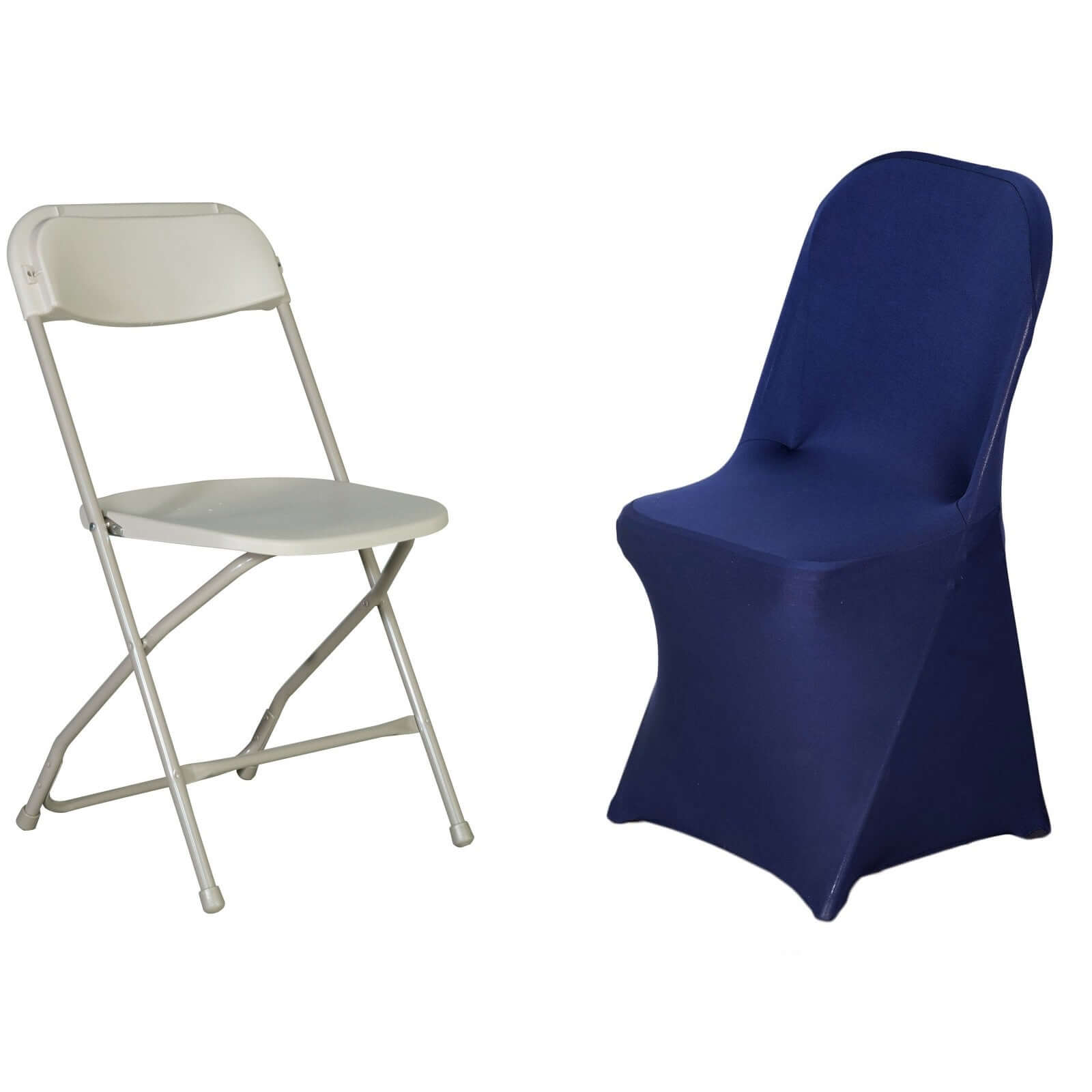 Stretch Spandex Chair Cover Navy Blue for Folding Chairs - Reusable & Wrinkle-Resistant 160GSM Fitted Slipcover