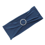 5 Pack Stretch Spandex Chair Sashes Navy Blue - Reusable Chair Bands with Silver Diamond Ring Slide Buckle 5"x14"