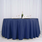 Polyester 132" Round Tablecloth Navy Blue - Seamless Chic Table Cover
