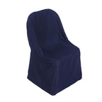 Polyester Slip On Folding Chair Covers Navy Blue - Stain-Resistant Reusable Durable Fabric