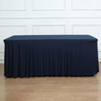 Spandex Rectangle 72"x30" Table Skirt Navy Blue with Wavy Skirt-Like Effect Table Cover