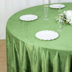 Premium Velvet 120" Round Tablecloth Olive Green - Reusable Soft & Seamless Table Cover