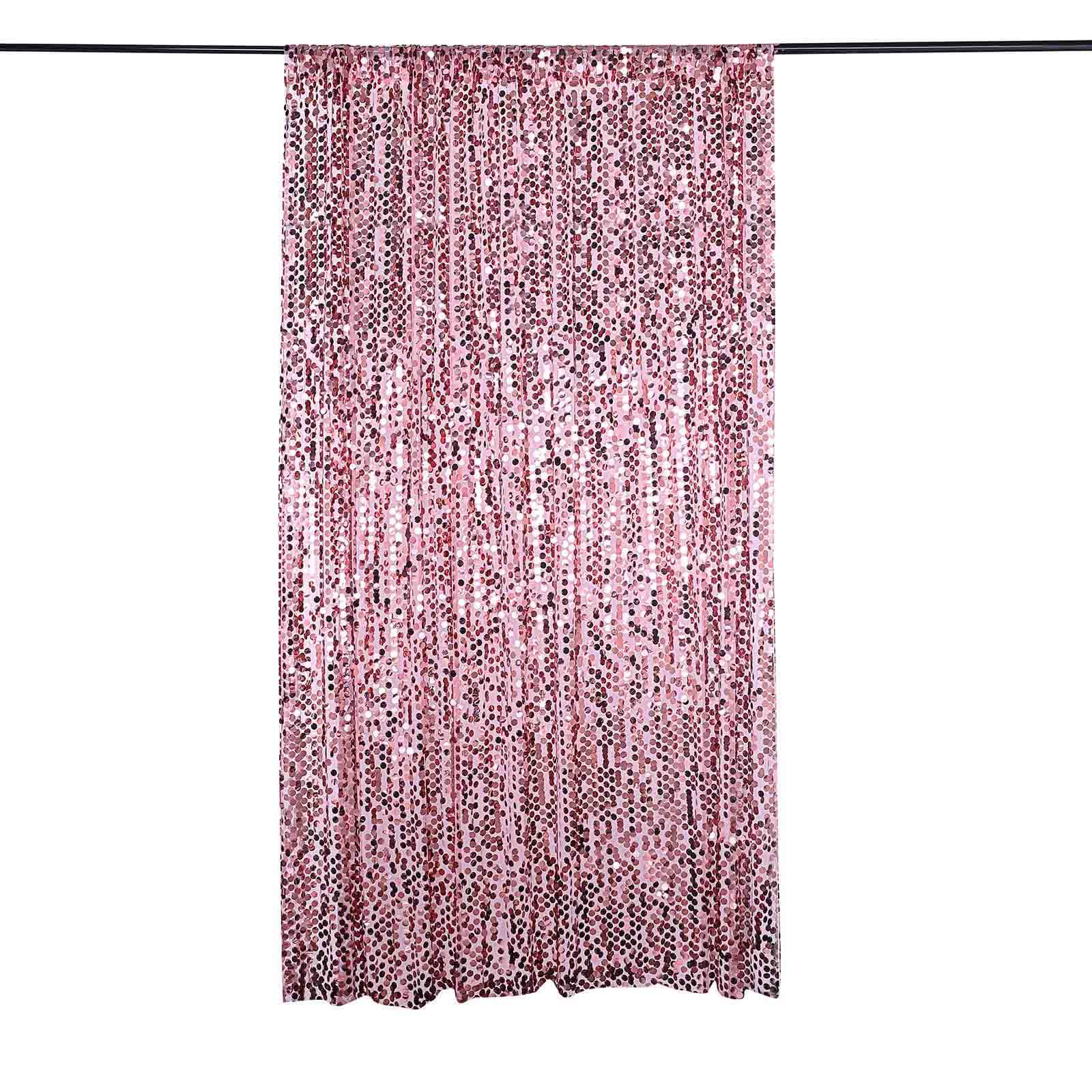 8ftx8ft Pink Big Payette Sequin Event Curtain Drapes, Backdrop Event Panel