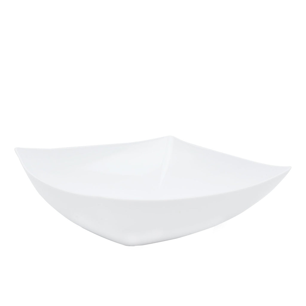 4-Pack Plastic Serving Bowls White Square - Lightweight Medium Disposable Dishes for Events 32oz