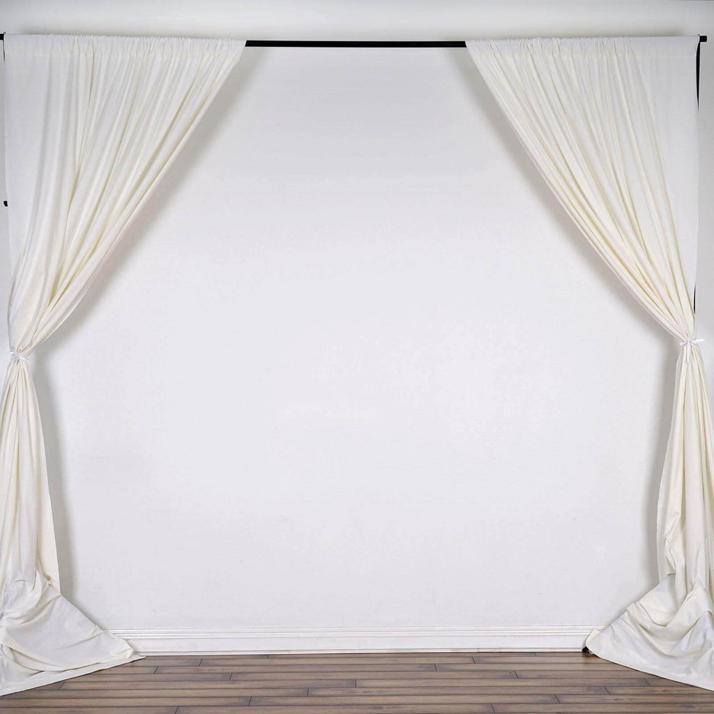 2 Pack Ivory Scuba Polyester Event Curtain Drapes, Durable Flame Resistant Backdrop Event Panels Wrinkle Free with Rod Pockets - 10ftx10ft